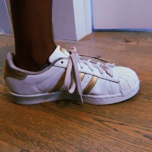 White and gold adidas